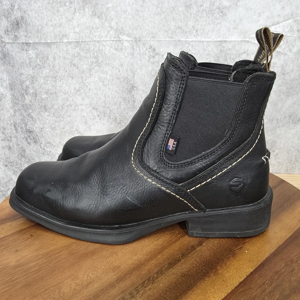 Sureway Chelsea Boots Mens 7.5 Black Leather Western Work Comfort‎ Safety